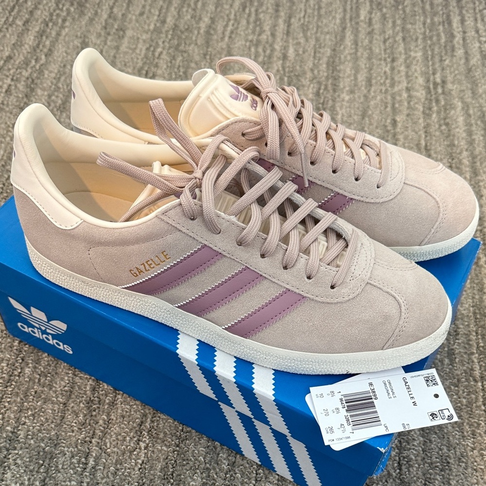adidas Gazelle Pink and Cream Athletic Shoes